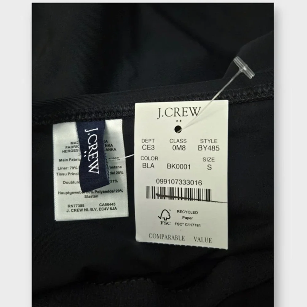 J. Crew Back Cutout One-Piece Swimsuit Black S Minimalist Resort Vacation NWT